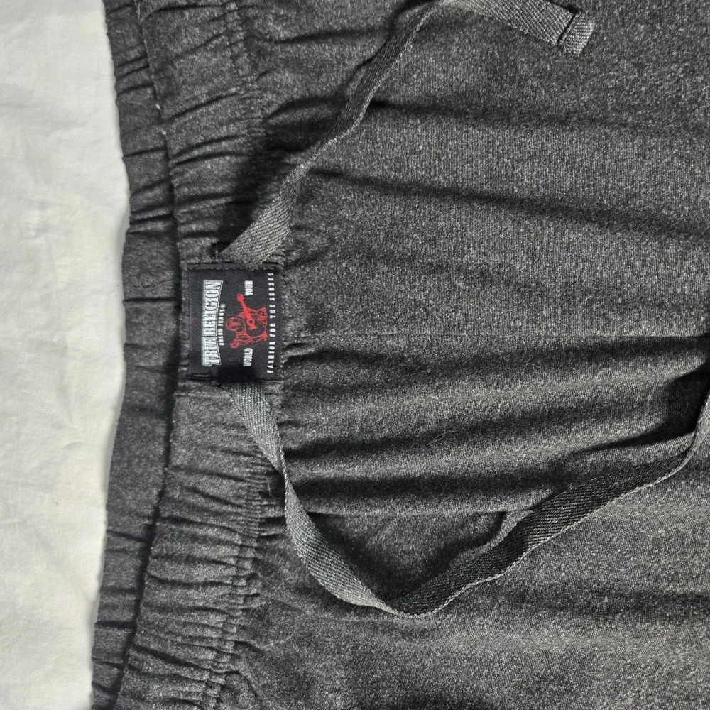 True Religion Mens Jogger Lounge Pants Charcoal Gray Horseshoe‎ Logo Large